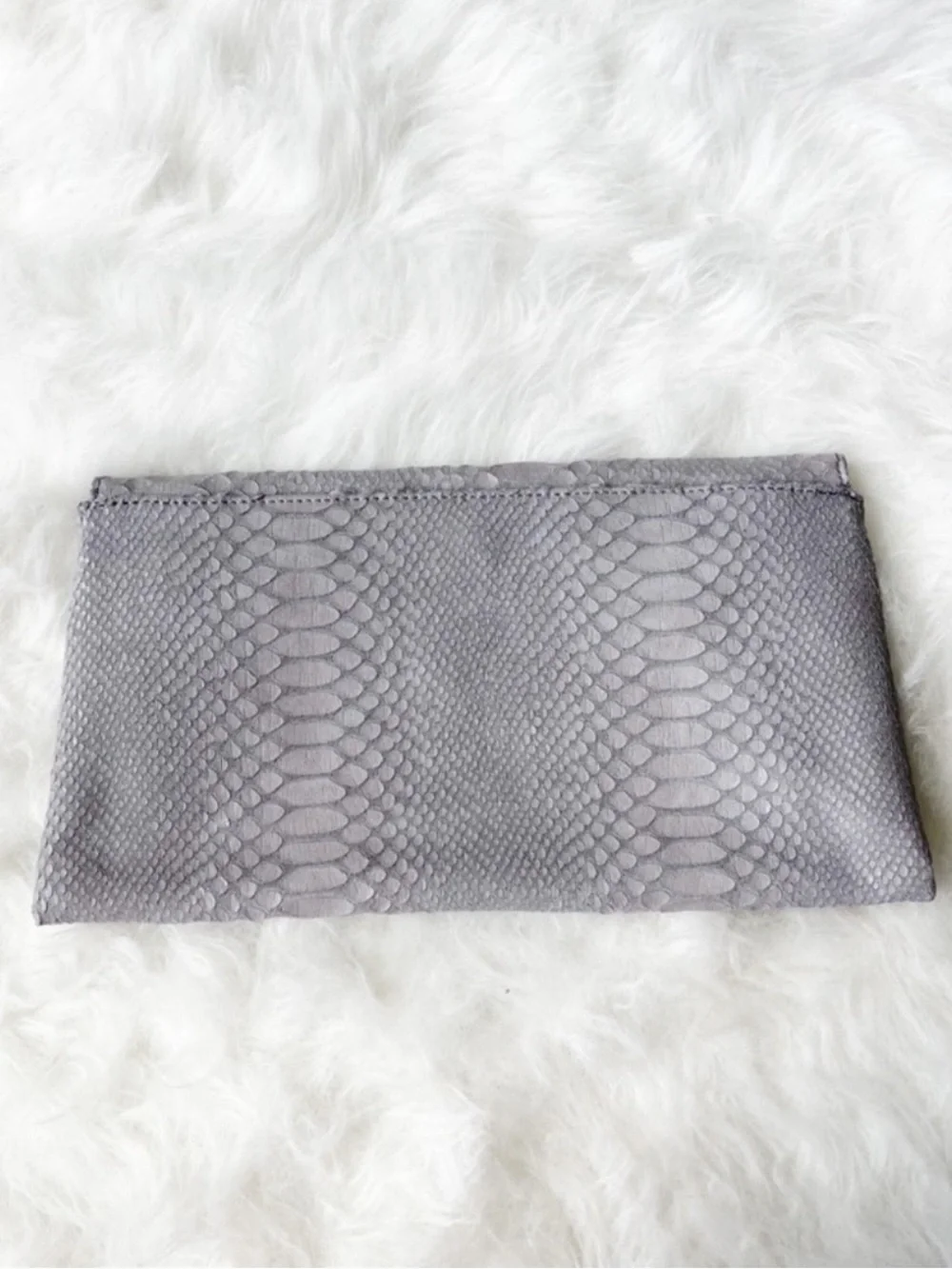 VICI Gray Croc Embossed Envelope Clutch